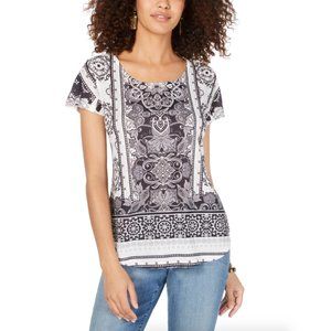 Style & Co - Ornate Pattern Short Sleeve Top